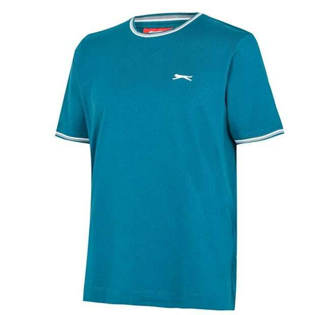 Mens Slazenger 100% Cotton Tipped Crew Neck T Shirt XS S M L XL XXL 3XL 4XL BNWT
