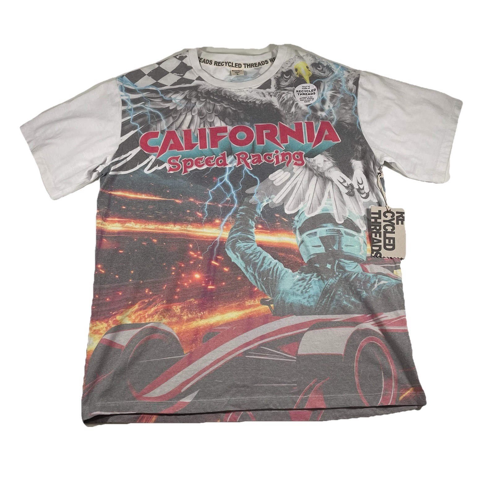 Recycled Threads California Speed Racing T Shirt L Front Back Graphic NWT Eagle
