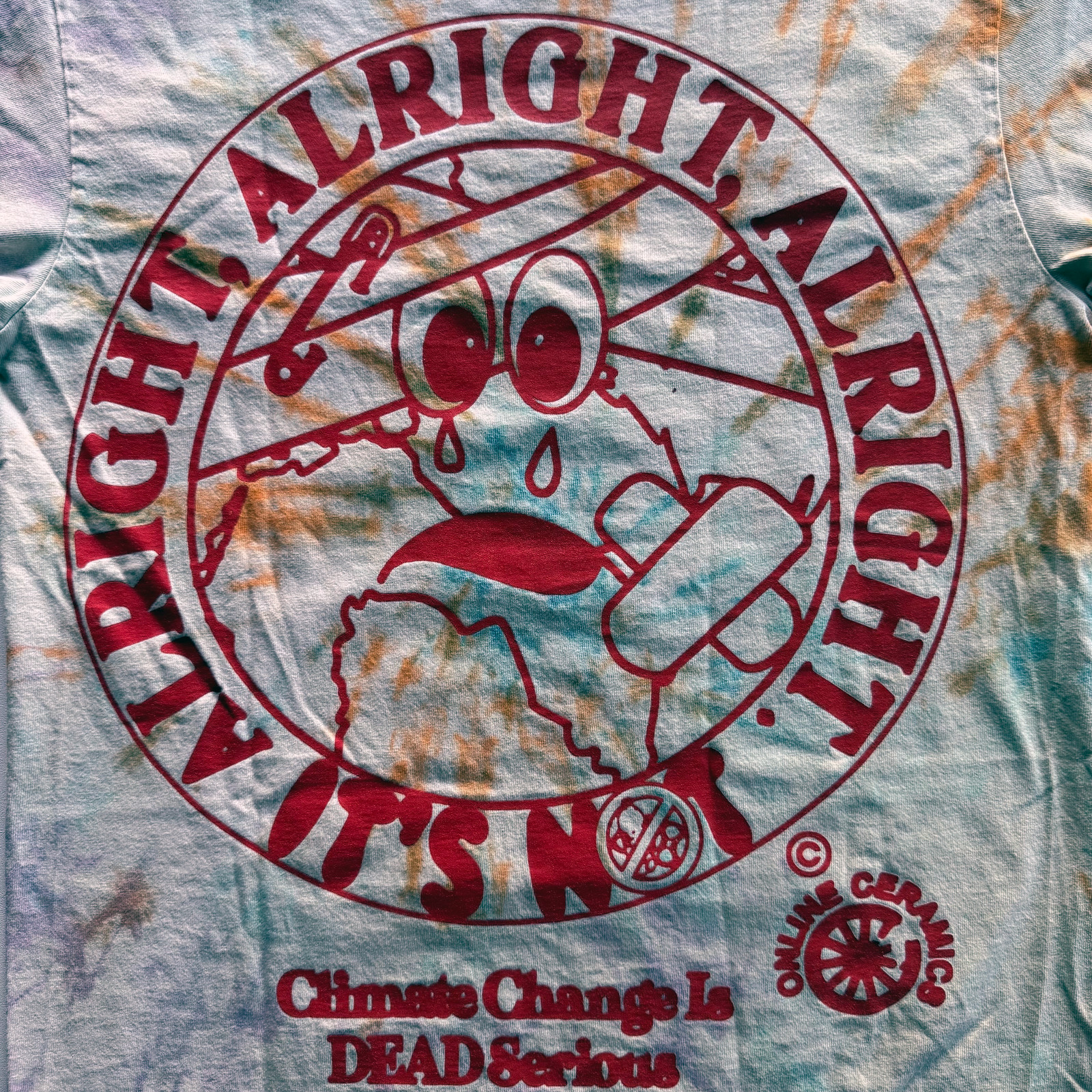 Online Ceramics SS19 Climate Change Is Dead Serious Tye Dye Tee Size Small