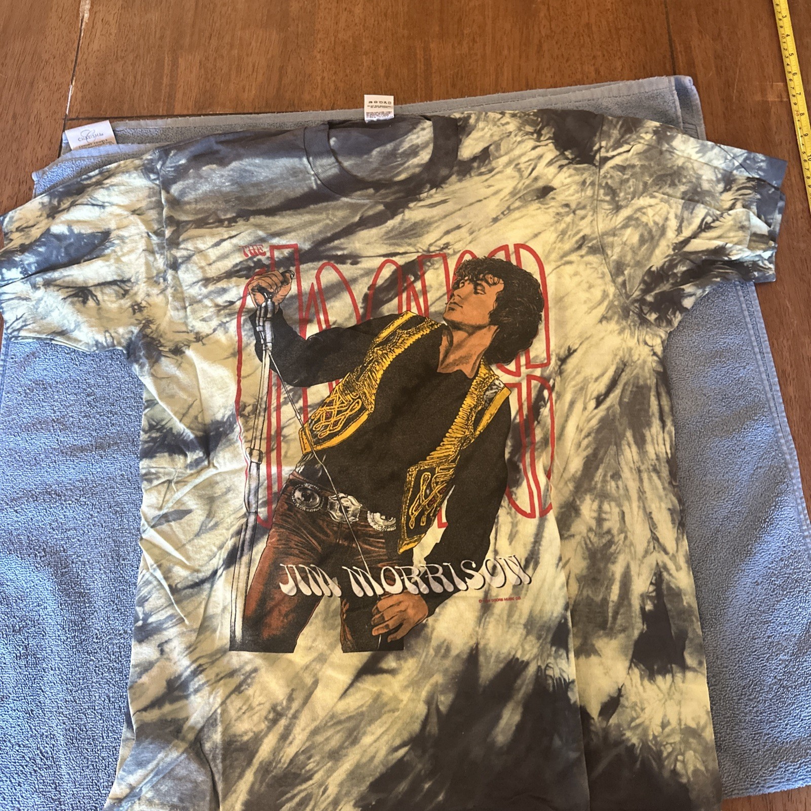 Vintage New The Doors Tie Dye Shirt Size Large Jim Morrison Rock Band yellow