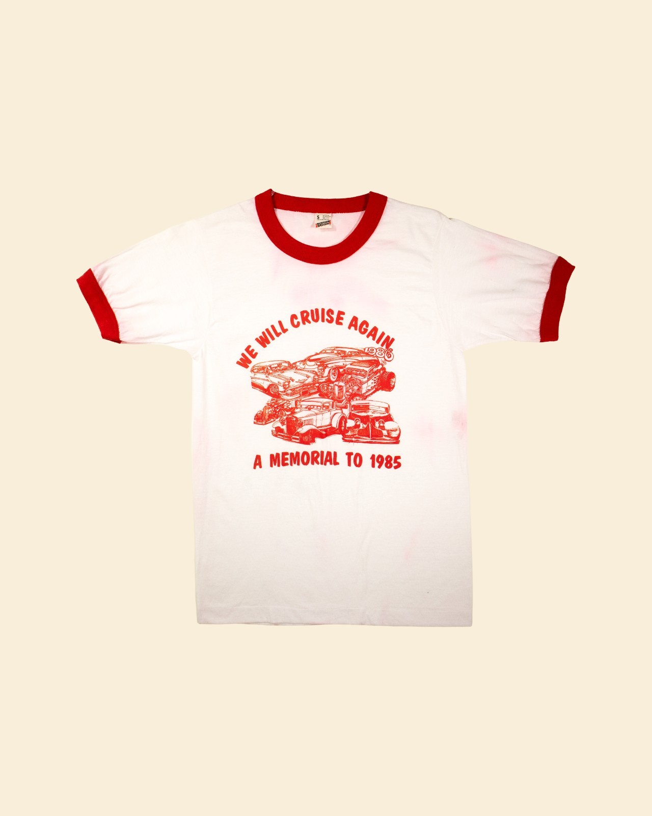 1980s We Will Cruise Again Vintage Ringer T-Shirt Car Culture Screen Stars S