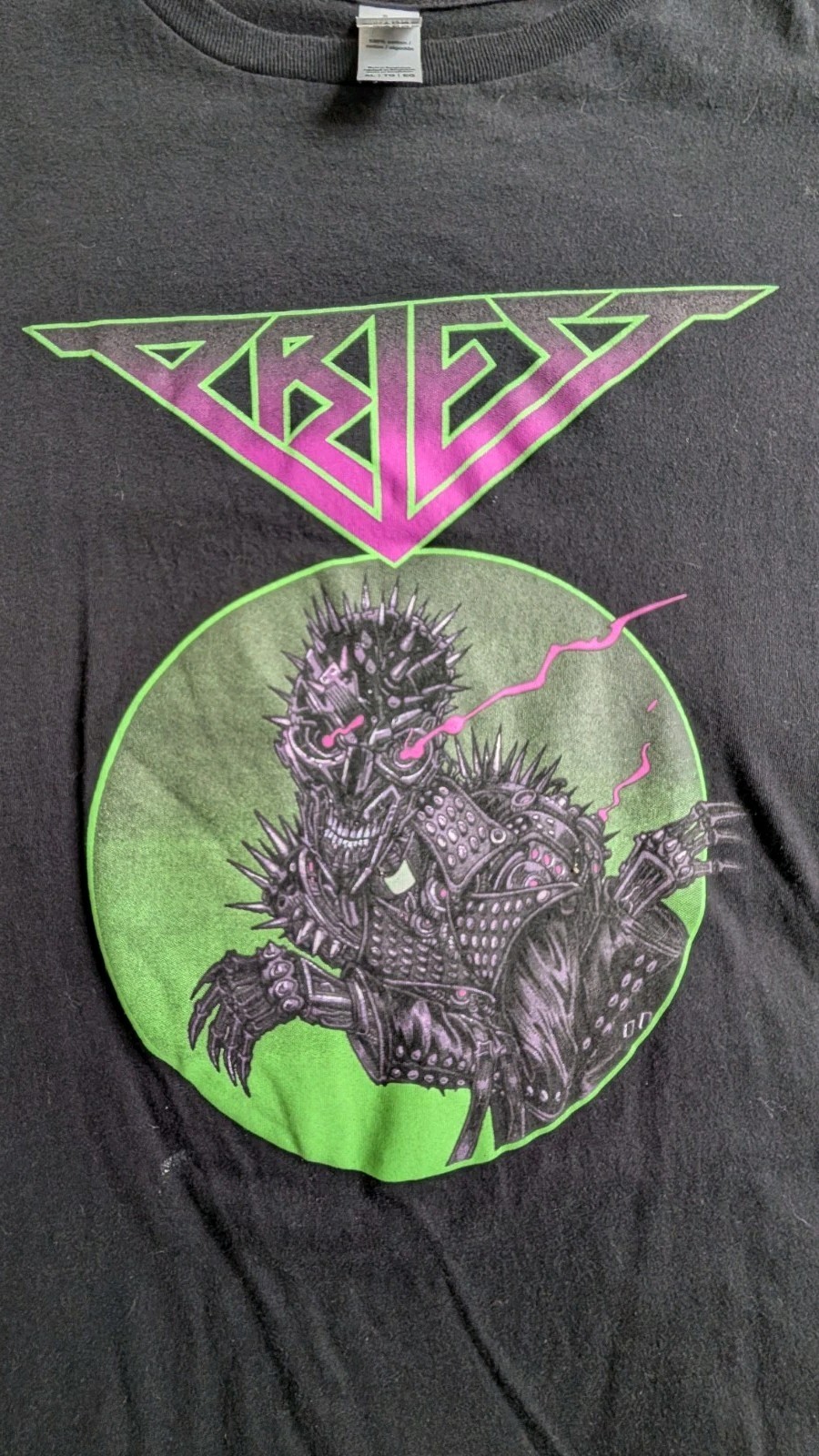 PRIEST Band Shirt XL Black Gildan Softstyle Neon Green Purple Industrial Synth