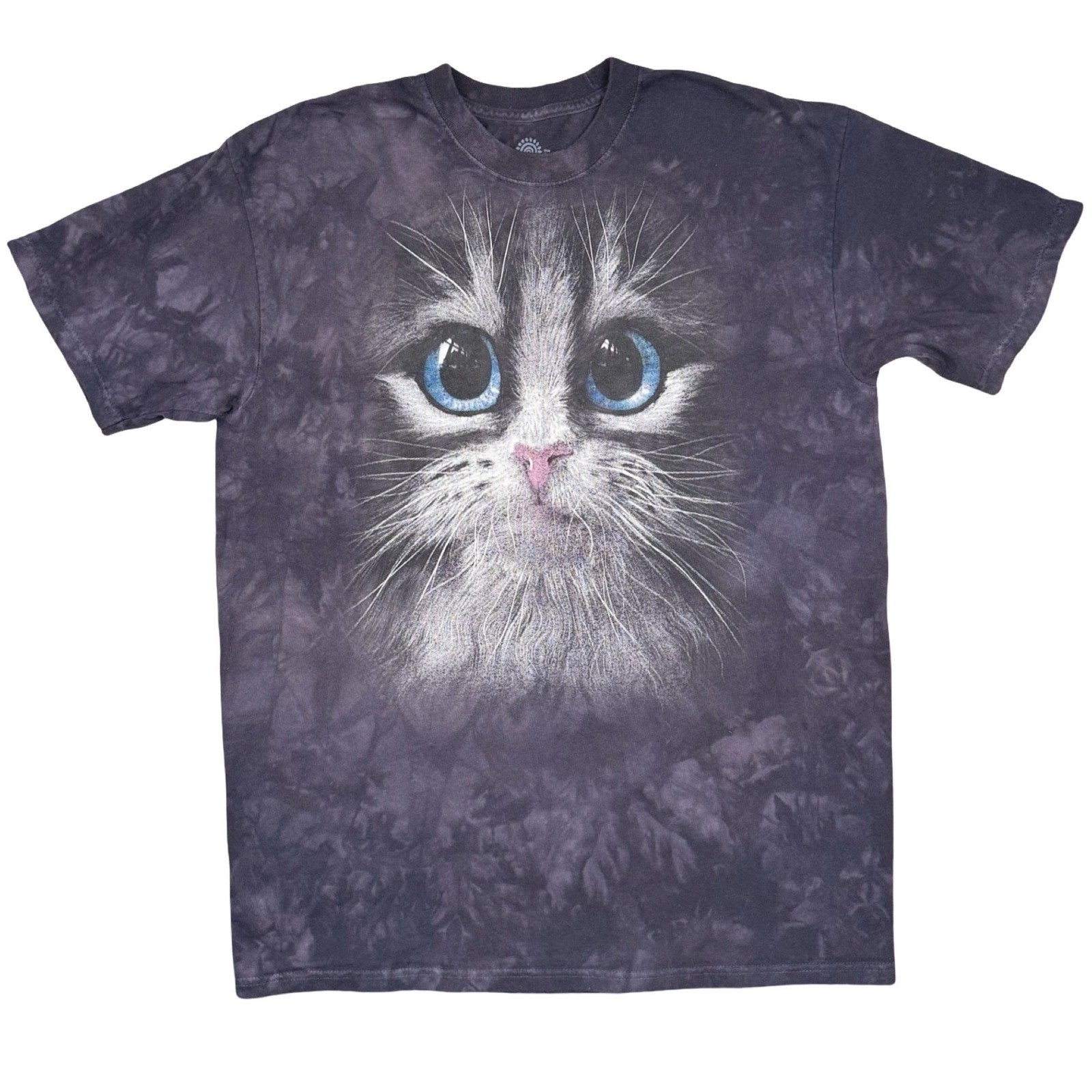 The Mountain Big Eye Cat T Shirt Large Blue Eyes Tie Dye Graphic Tee