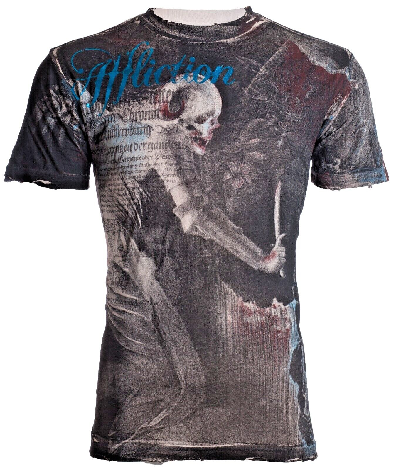 Rare $62 AFFLICTION Sand MARCO Short Sleeve Slim Fit Y2K T-shirt MMA Elite NWT