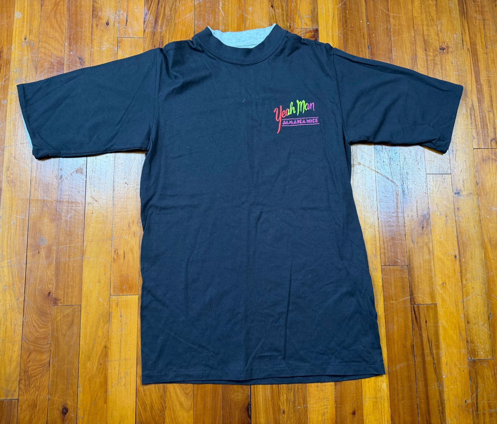 Vintage 90s Yeah Man Jamaica Nice Double Collar Single Stitch USA Made Delta L.