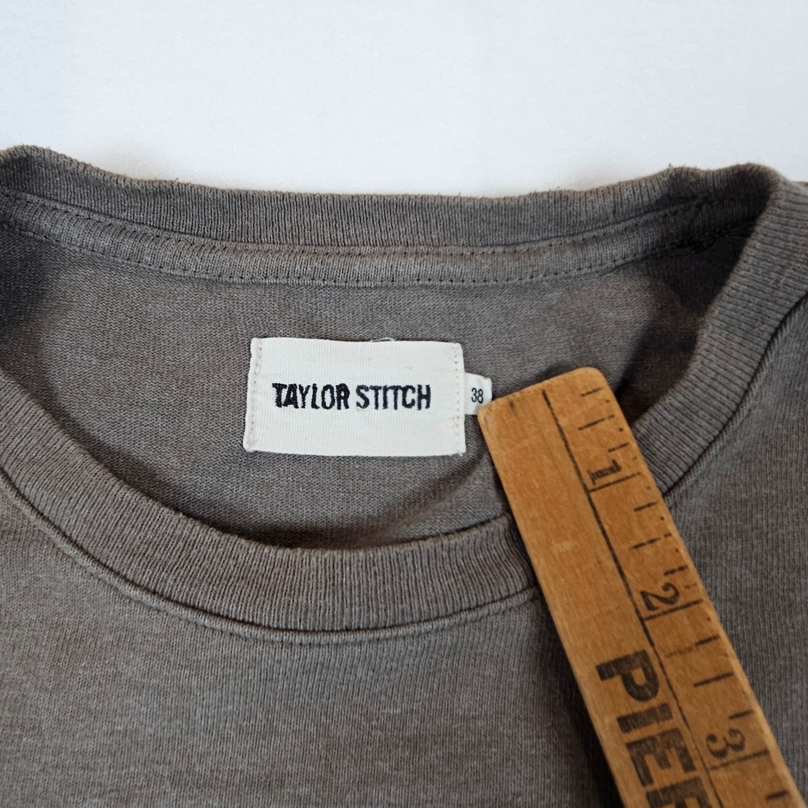 Taylor Stitch Mens Heavy Bag Tee Brown Pocket T-Shirt Size 38 Small