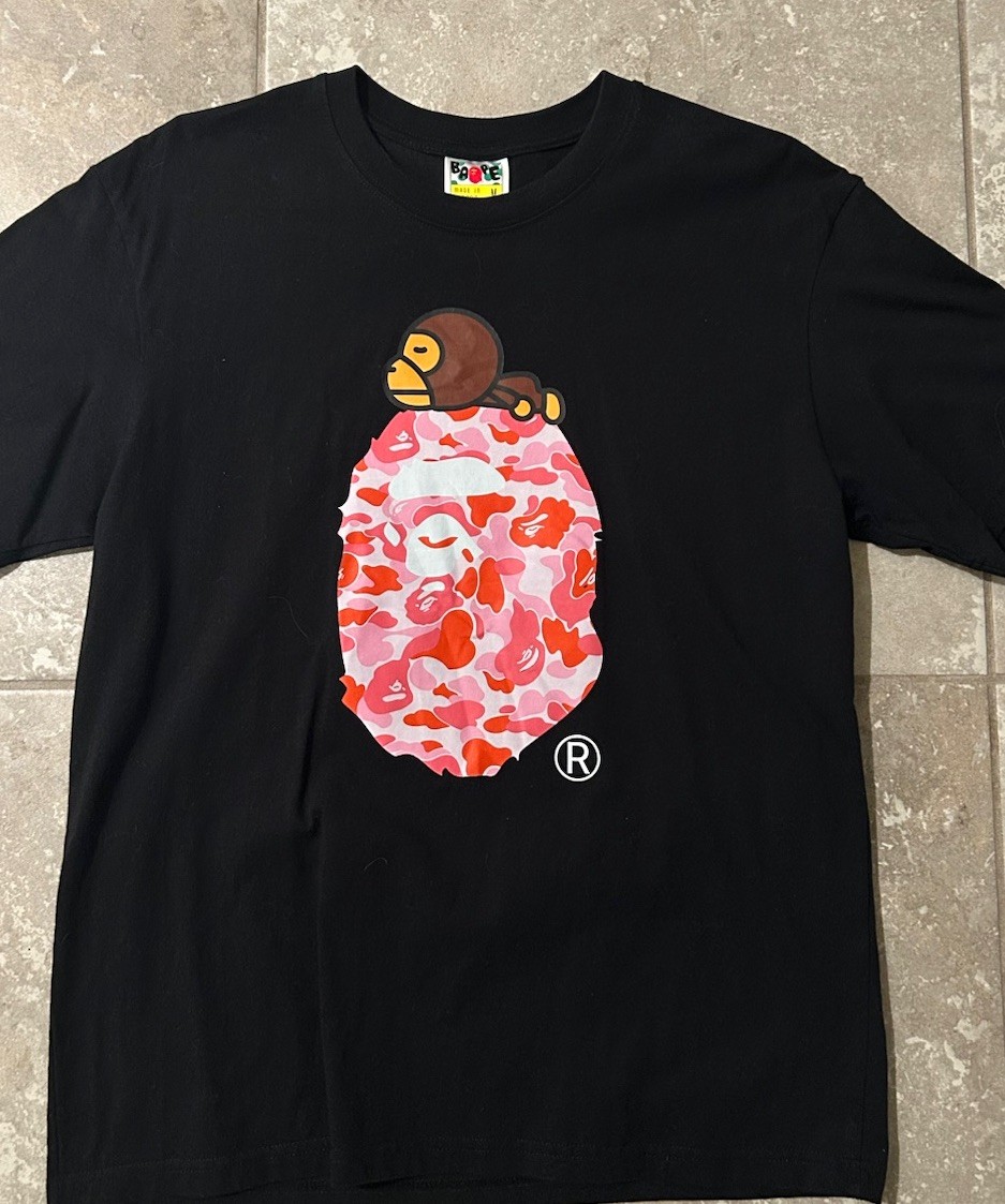A Bathing Ape BAPE Baby Milo Black Graphic Tee Shirt Men’s Size M Made Japan