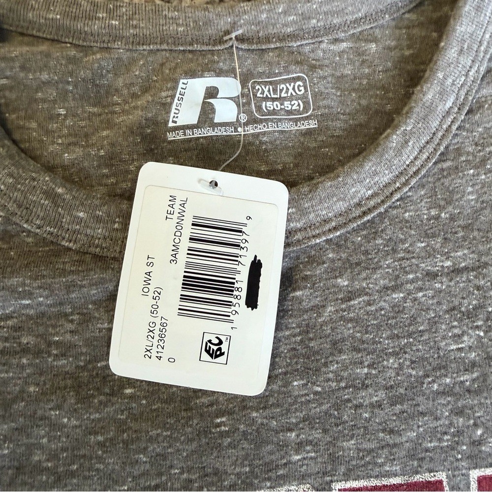 Russell Athletic Iowa State Cyclones Heather Gray Tee with Red and Gold Logo