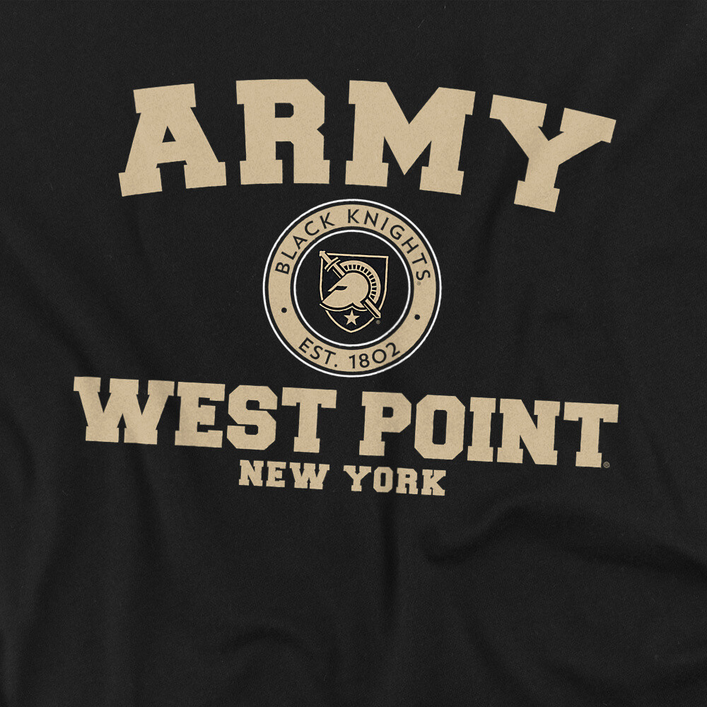 West Point U.S. Military Academy Adult T-Shirt Circle Logo, Black, S-5XL