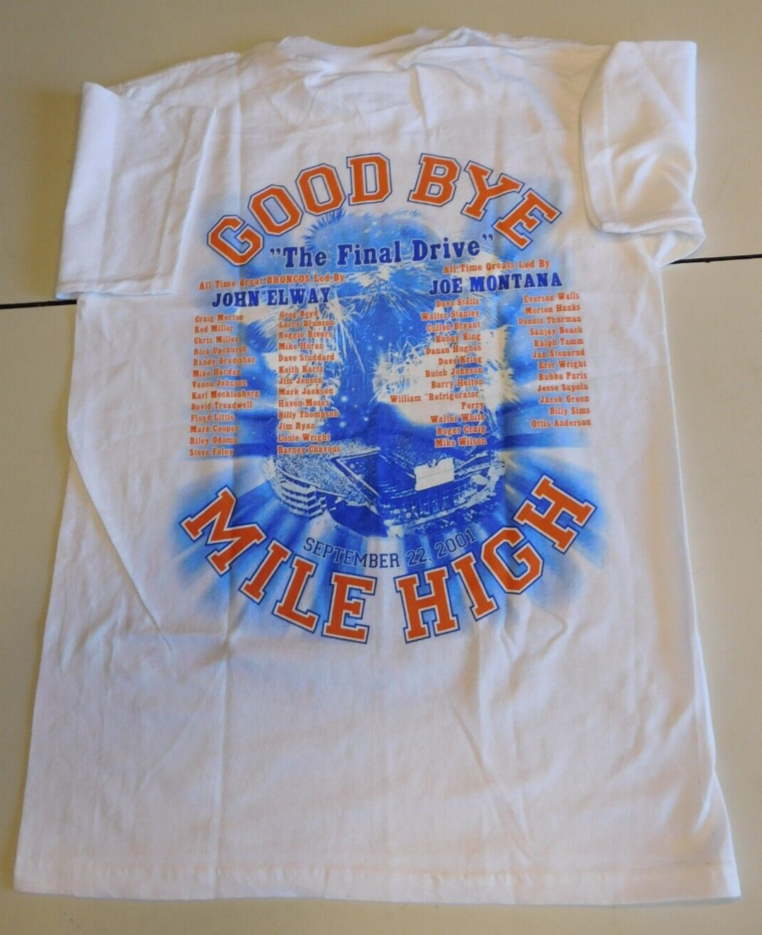 Goodbye Mile High Stadium T-Shirt 32″ chest Small NOS Deadstock USA Screenprint