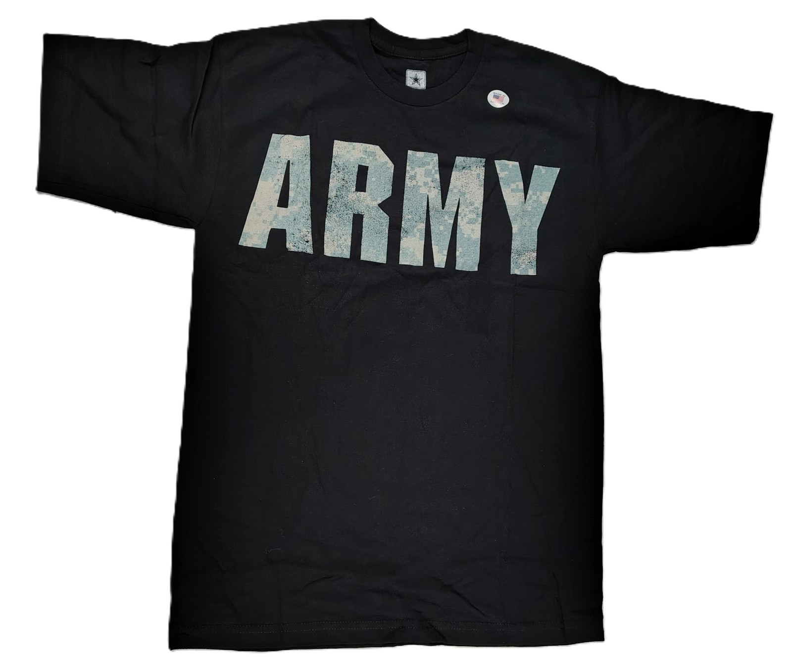 Official US Army Digital Camouflage Graphic Military Black Tee Shirt Made in USA