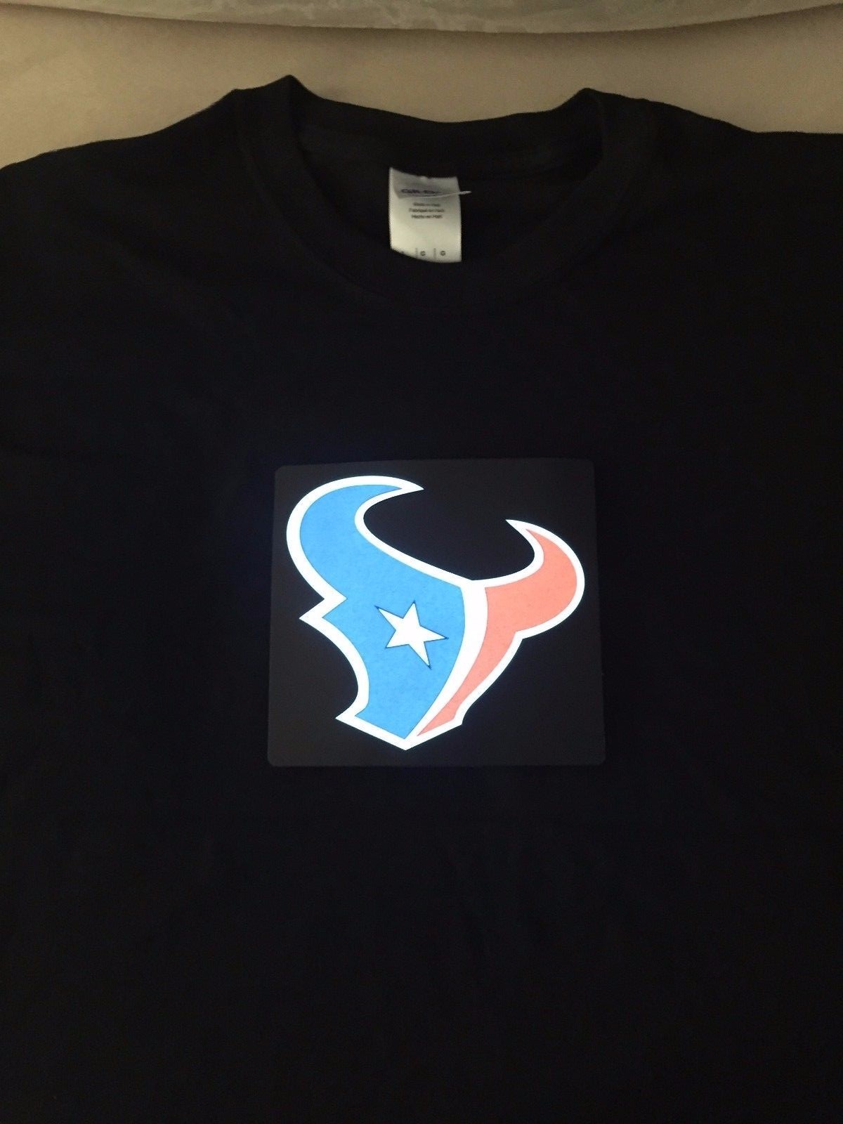 Texans NFL Sound-Activated LIGHTS UP LED T-Shirt ALL SIZES Wireless