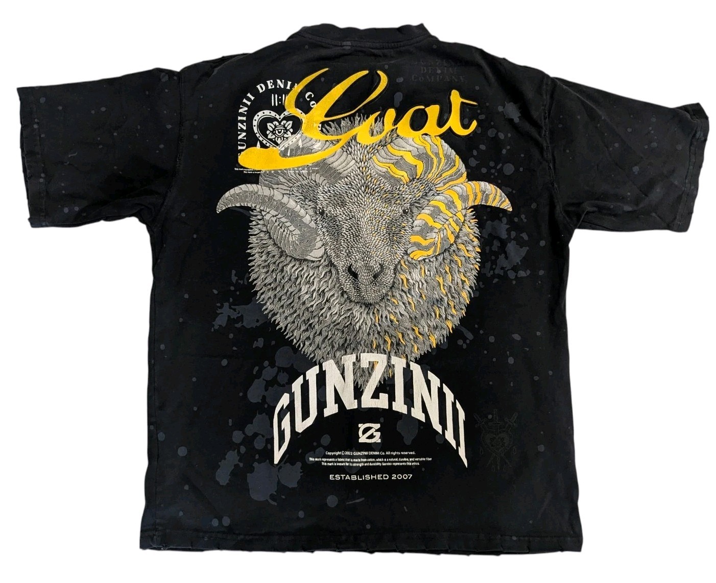 Gunzinii Denim Company GOAT 11:11 T-shirt Black Oversized Small Streetwear
