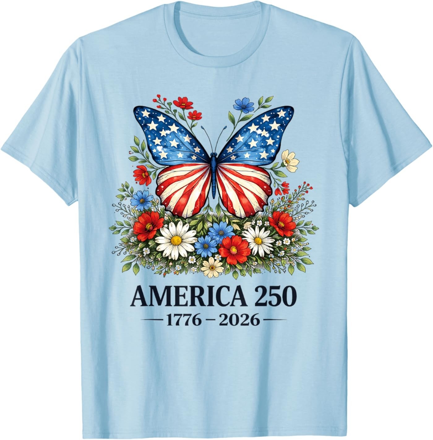 250th Anniversary Butterfly USA Flag Patriotic 4th of July T-Shirt