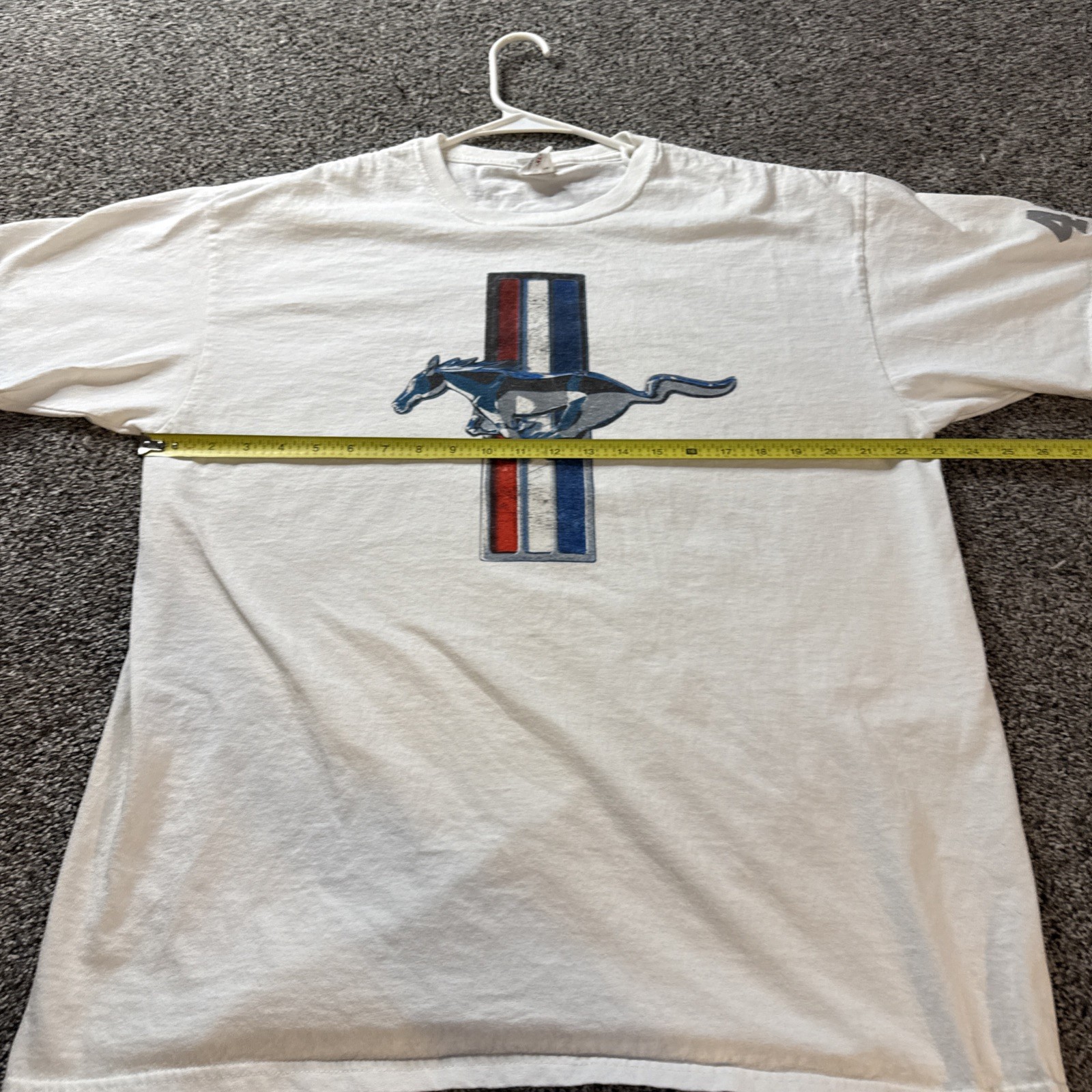 Unbranded Custom Mustang 49 T-shirt Tee Men’s XL White Red Blue