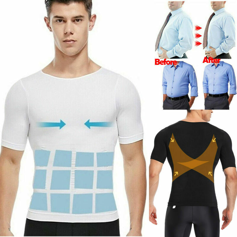 Men Classic Sleeveless Slimming Body Shaper Workout Shirt Belly Control Tank Tee
