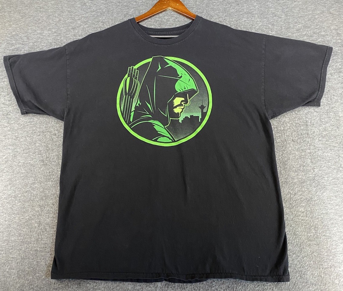 Green Arrow DC Mens XXL Black Green Short Sleeve Graphic T-shirt See Pics