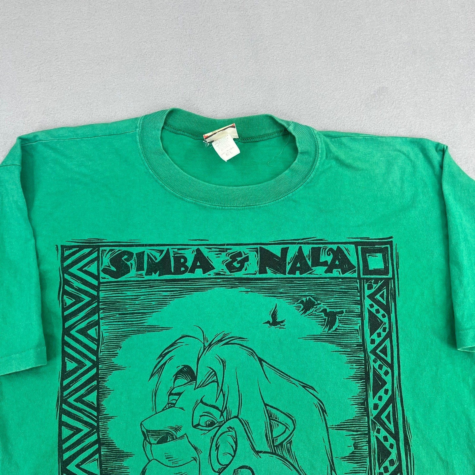 Disney Lion King Simba Nala Vintage Green Graphic T-Shirt Sun Sportswear M/L Vtg