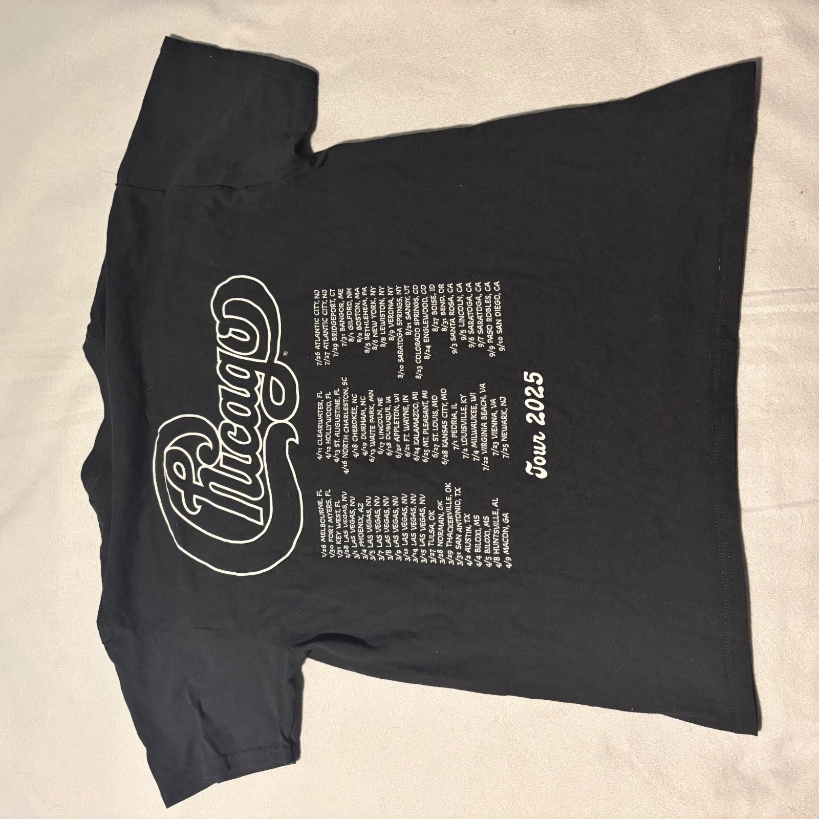 Chicago Shirt Mens M Black Color My World 2025 Tour Band Music Graphic T No Tags