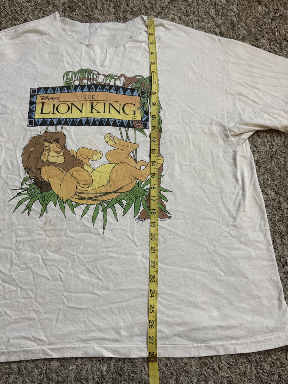 Vintage 90s Disney The Lion King Promo Simba T-shirt Single Stitch Sz XL Chopped