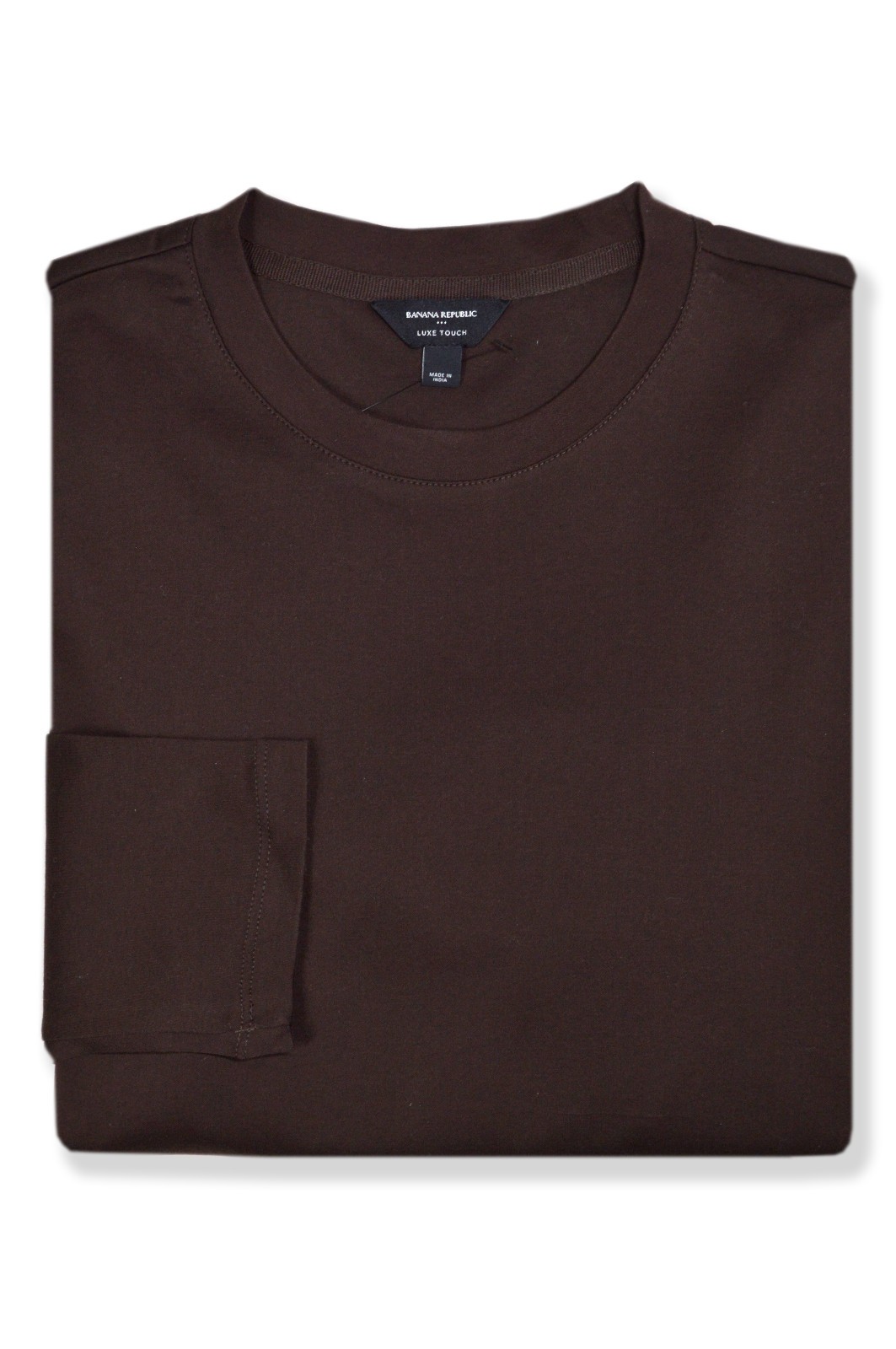 Banana Republic Mens Dark Brown Cotton Luxe Crewneck L/S Shirt Medium M BR-012