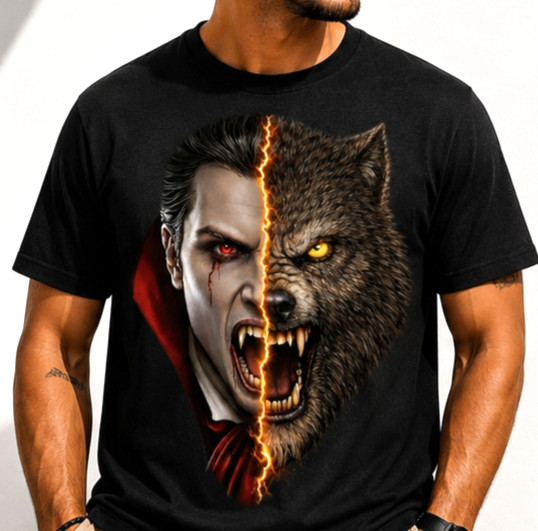 Vampire Werewolf Graphic T Shirt Horror Monster Tee Unisex