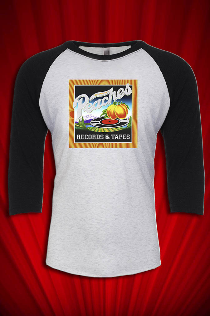 Peaches Records & Tapes RETRO Baseball T-SHIRT Vintage Vinyl FREE SHIP USA
