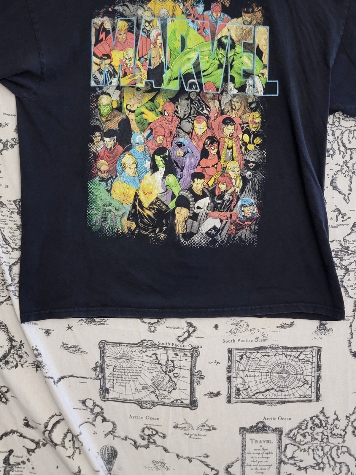 Marvel Graphic T-Shirt Men’s 2X/XXL Black Short Sleeve All-Over Character Print