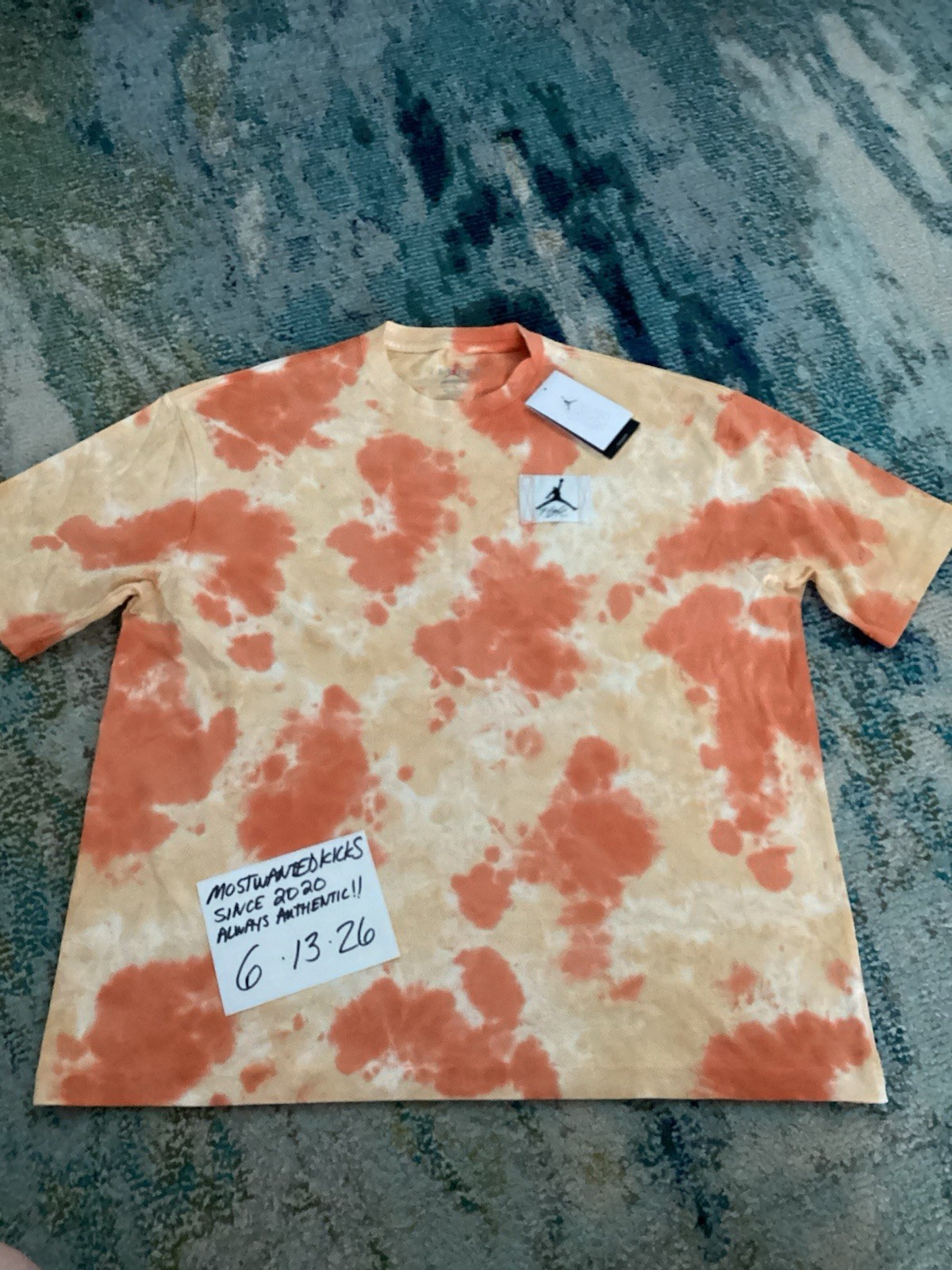 NWT Nike Air Jordan Essentials Yellow & Orange Oversized Tie Dye Tee Men’s Sz M