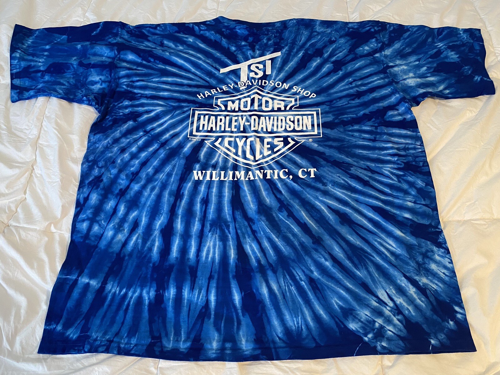 Vintage Harley Davidson Shirt Size Large Blue Tie Dye. Willimantic, CT.