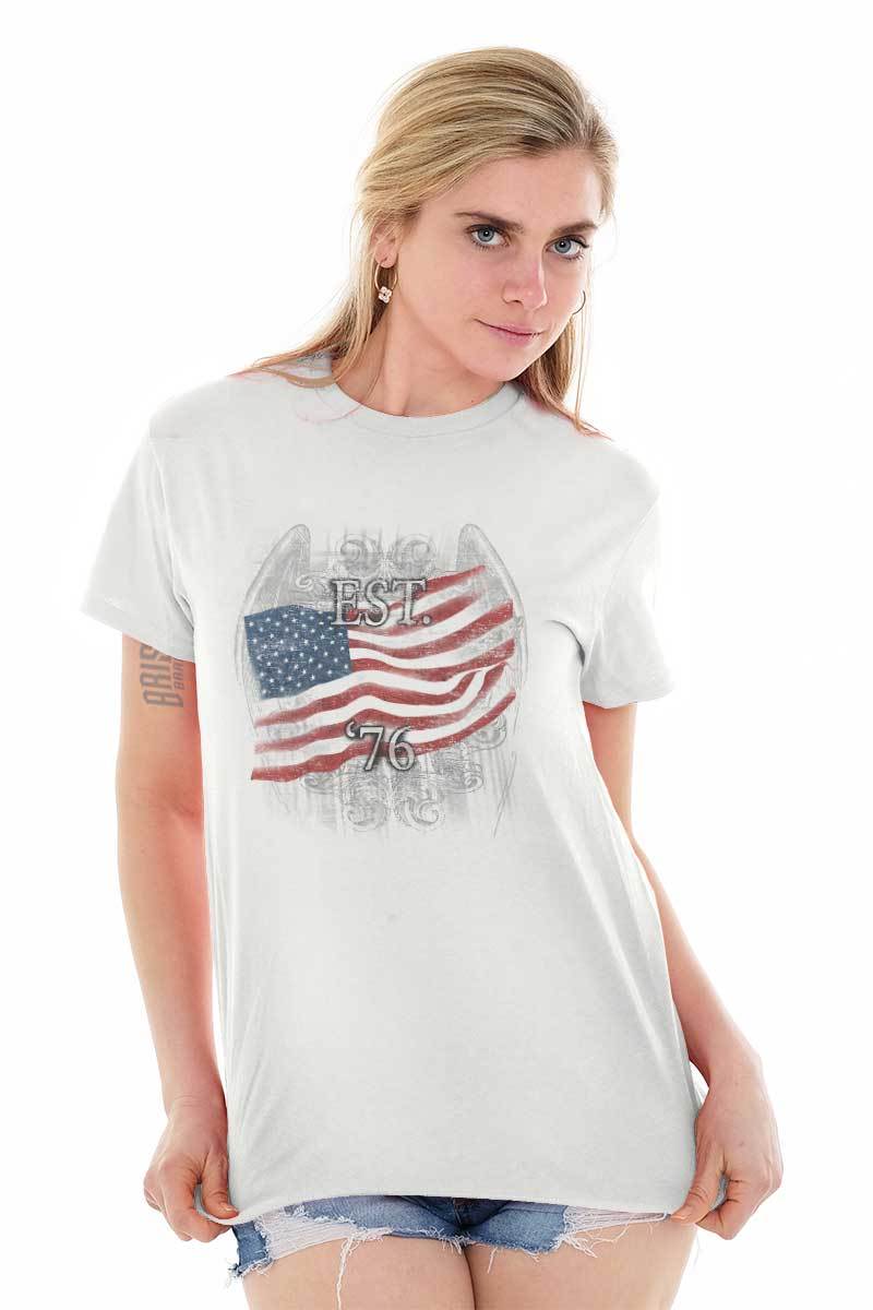 American Flag USA Patriotic United States Adult Short Sleeve Crew T Shirt