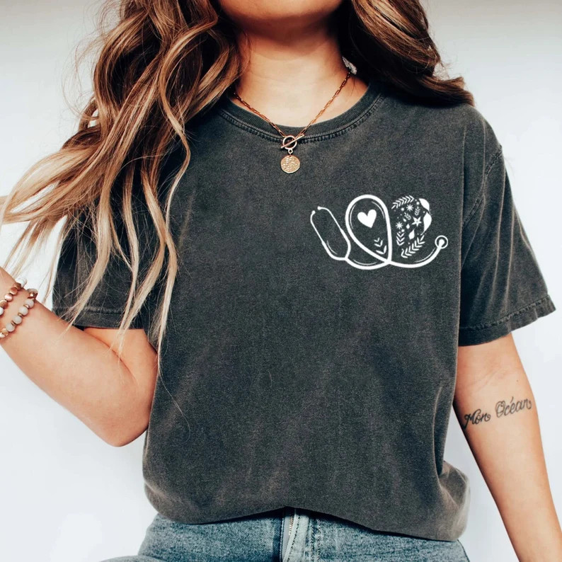 Cute Nurse Shirt, Floral Stethoscope Tee, Nursing School Gift