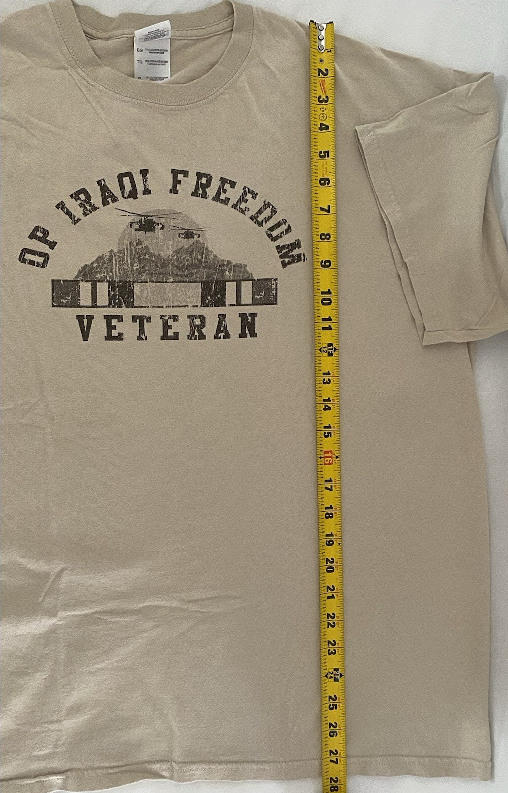Operation Iraqi Freedom Veteran t-shirt XL Tan Short Sleeve Cotton