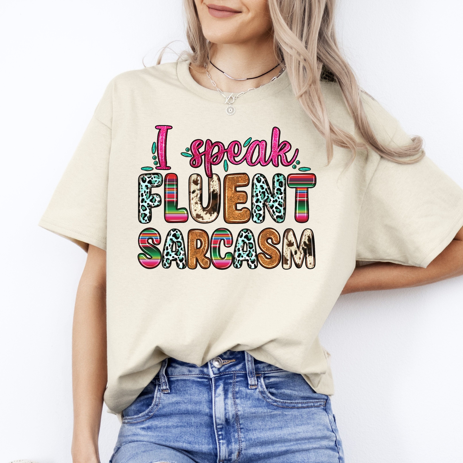 I speak fluent sarcasm T-Shirt Sarcastic Unisex Tee Sand White Sport Grey