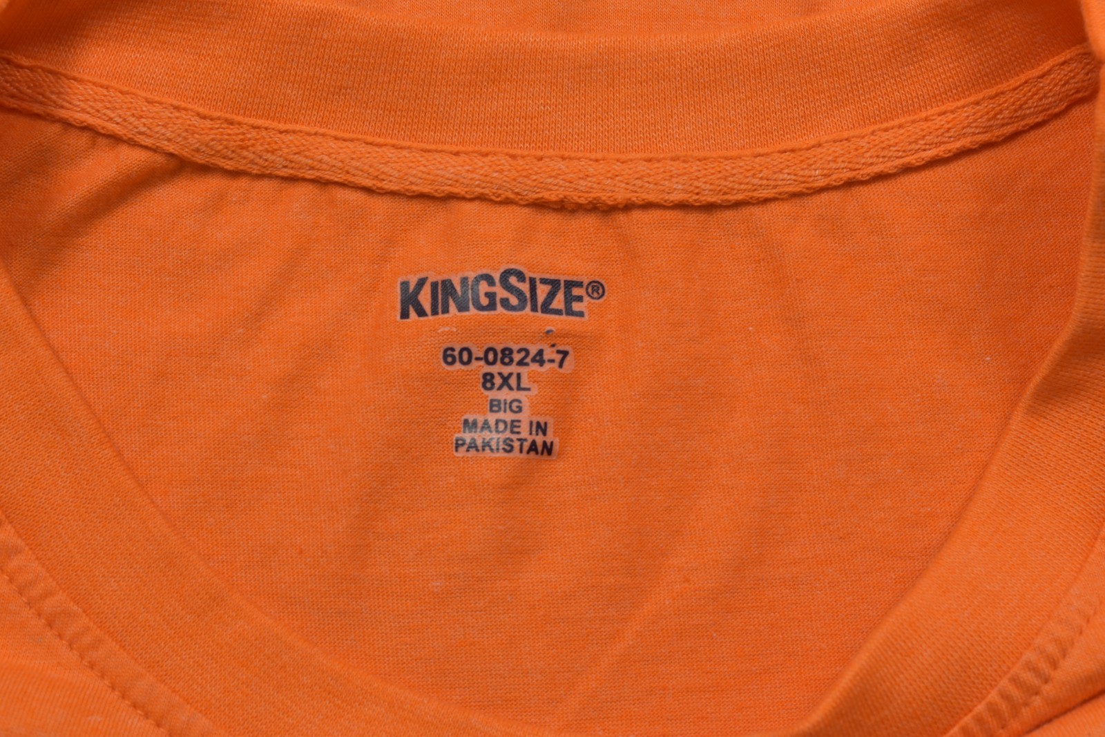 KINGSIZE Men’s 8XL Big Orange Crew Neck Short Sleeve T-Shirt Cotton Blend Solid