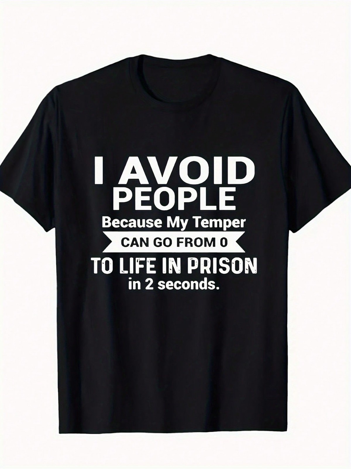Men’s Cotton Graphic T-Shirt – “I Avoid People” Funny Print Round Neck Tee Tops↗