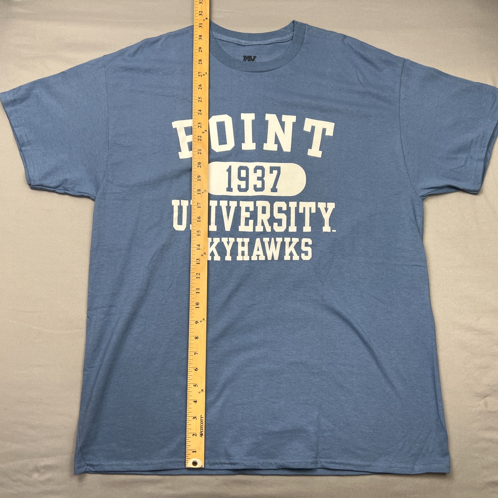 MV Sport Point University Skyhawks 1937 T Shirt Adult XL Blue Spell Out Tee