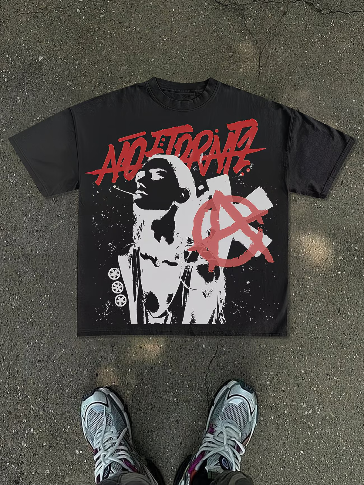 Men’S New T-Shirt | Loose Fit, Y2K Fashion Print With Black And White Portrait,