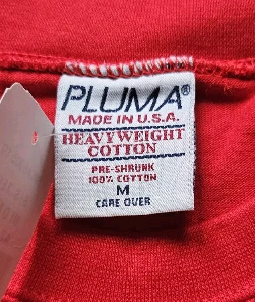 Vintage Pluma Red Heavyweight Cotton T-Shirt Men’s Size Medium Made In USA NWT