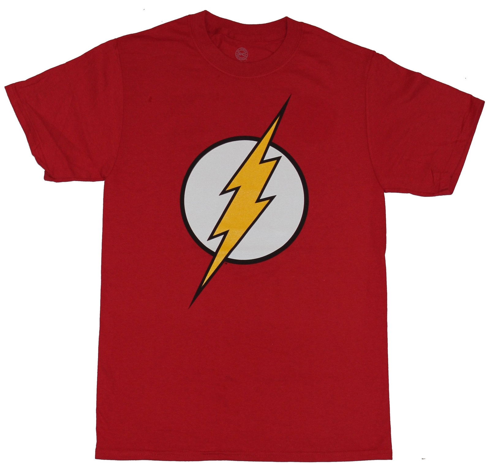 Flash (DC Comics) Mens T-Shirt – Classic White Yellow Glow in the Dark Logo