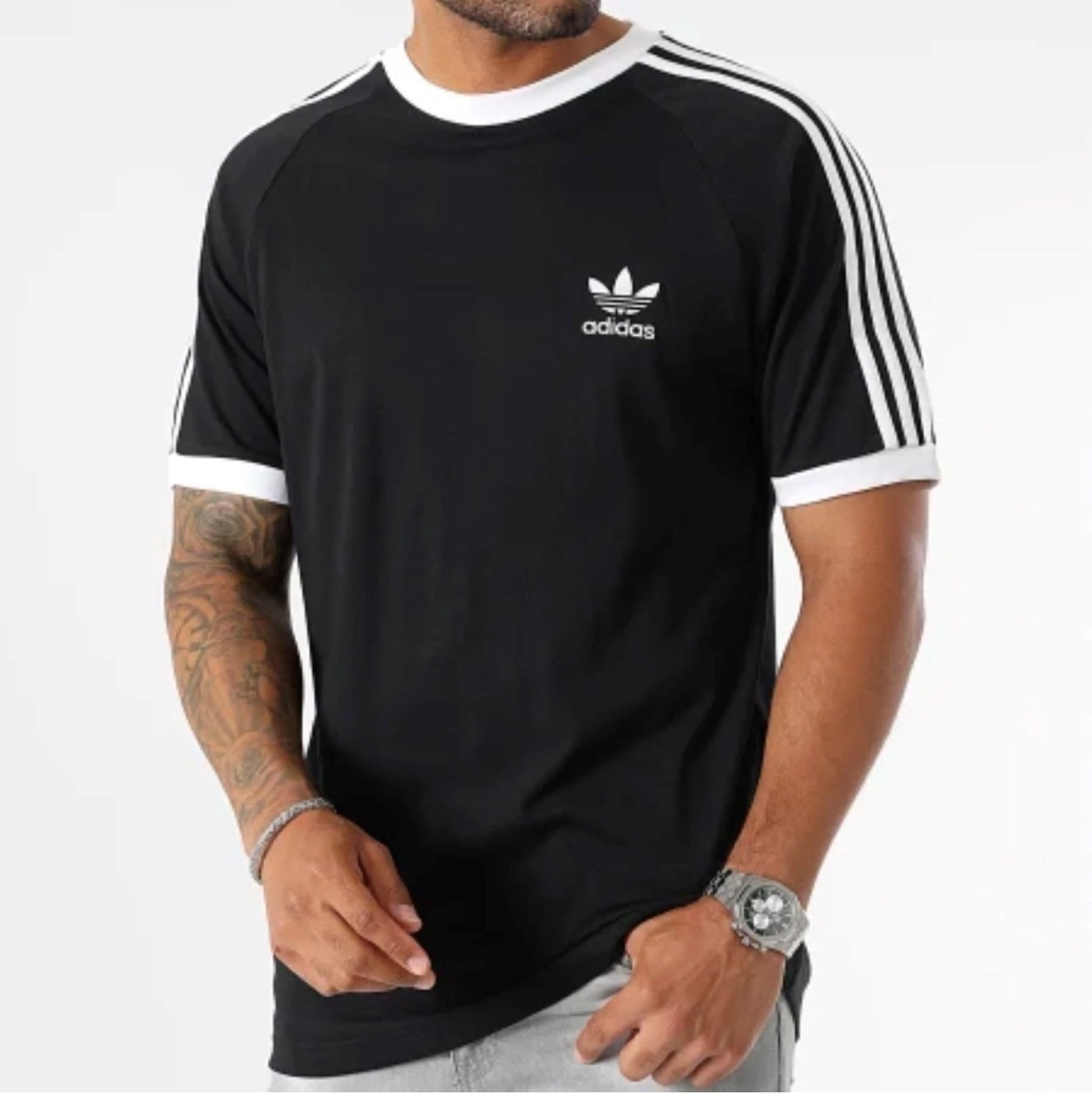 Adidas Originals 3 Stripes Cotton T-shirt Crew Neck Short Sleeve S-XXL