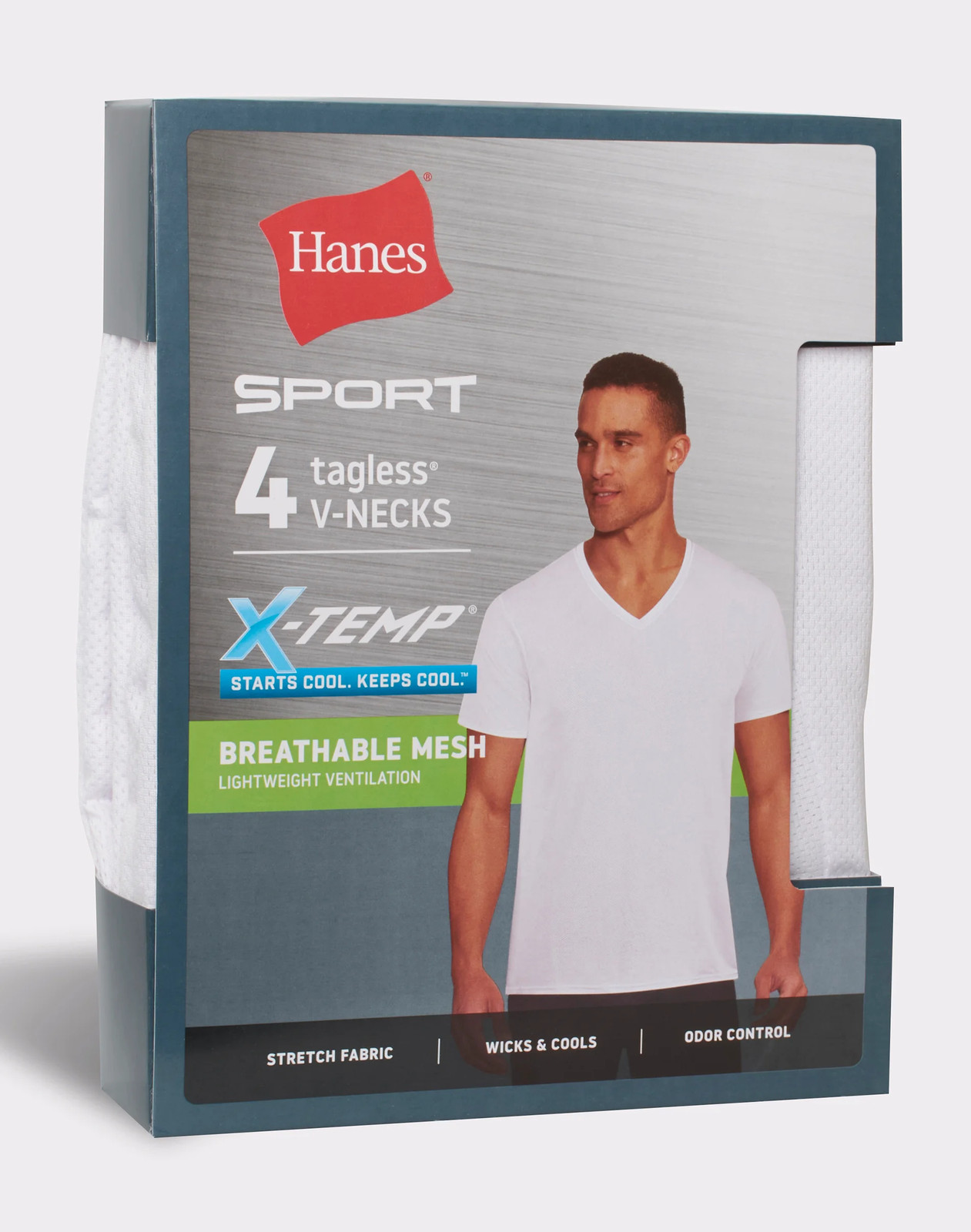 Hanes V-Neck Undershirt 4-Pack T-Shirt Short Sleeve Ultimate Men’s X-Temp Mesh