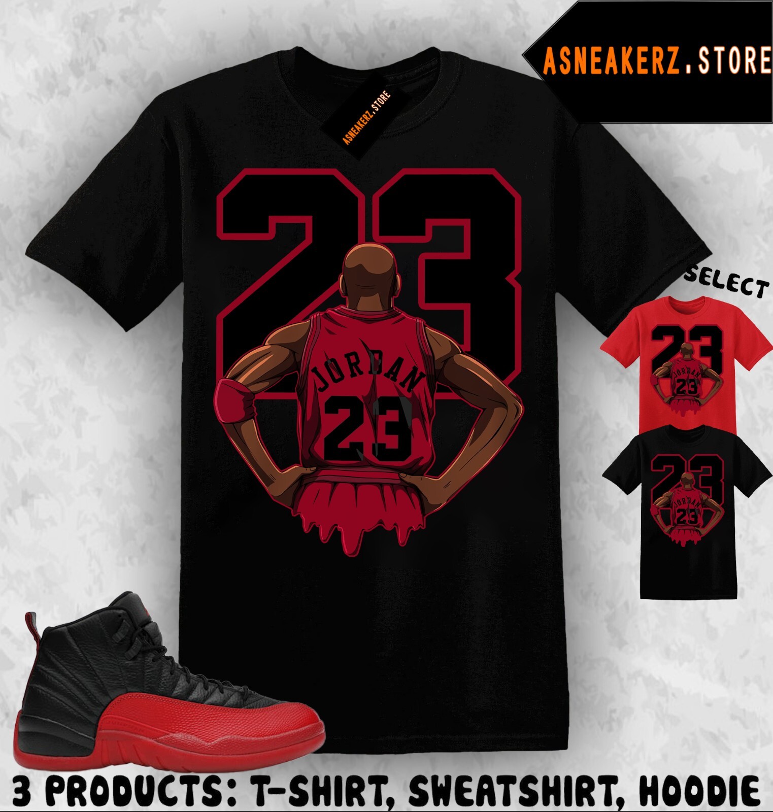 Shirt To Match AJ 12 Flu Game Sneaker Matching Tee MJ Back 23 T-Shirt