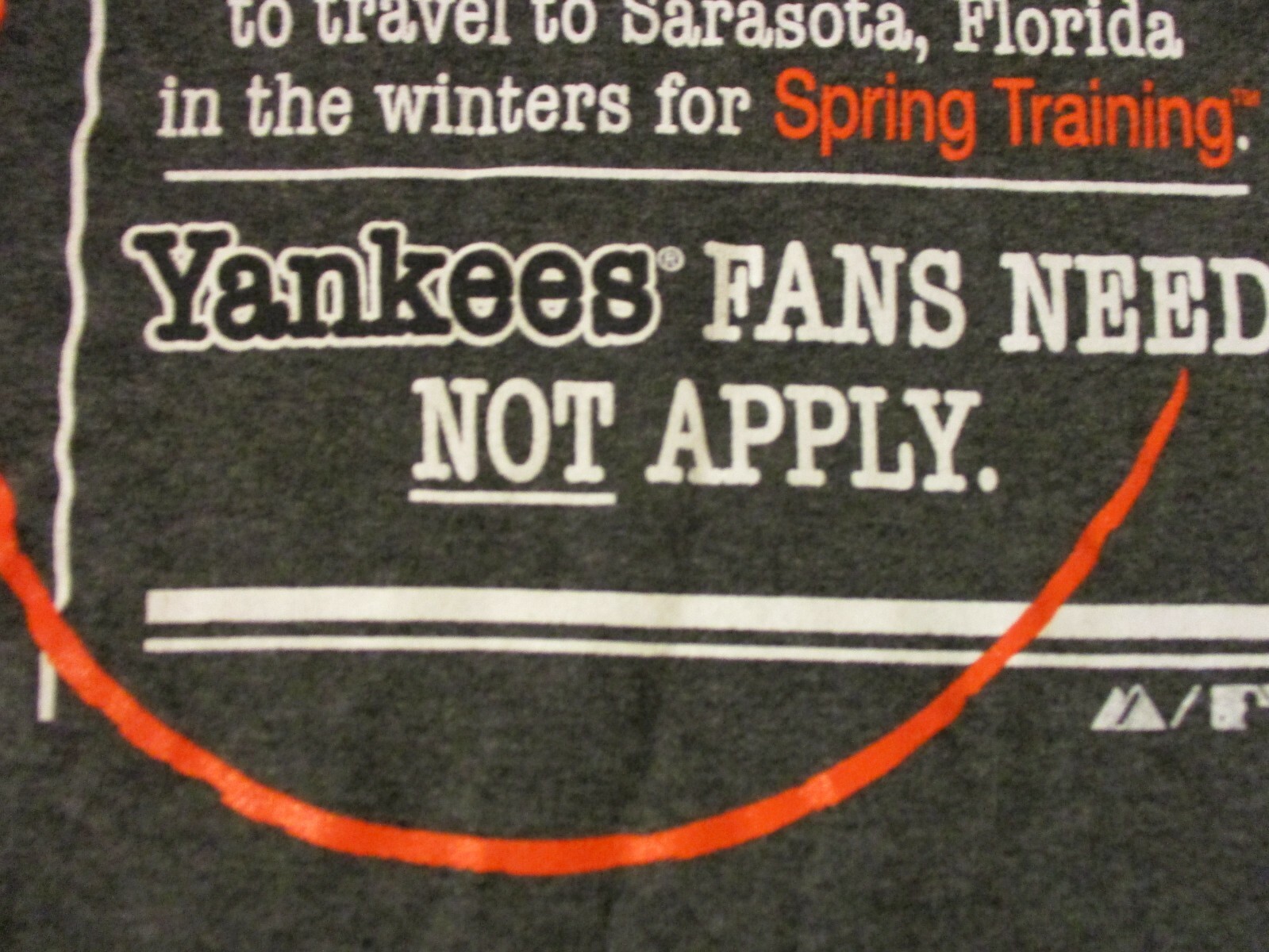 BALTIMORE ORIOLES AVAILABLE PERSONAL AD T-SHIRT- LG YANKEE FANS NEED NOT APPLY