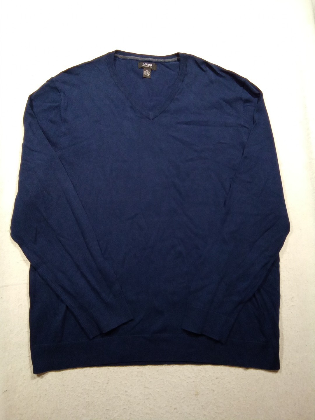 Alfani Modal Blend Regular Fit V-Neck Long Sleeve T-shirt Men’s 2XL Blue