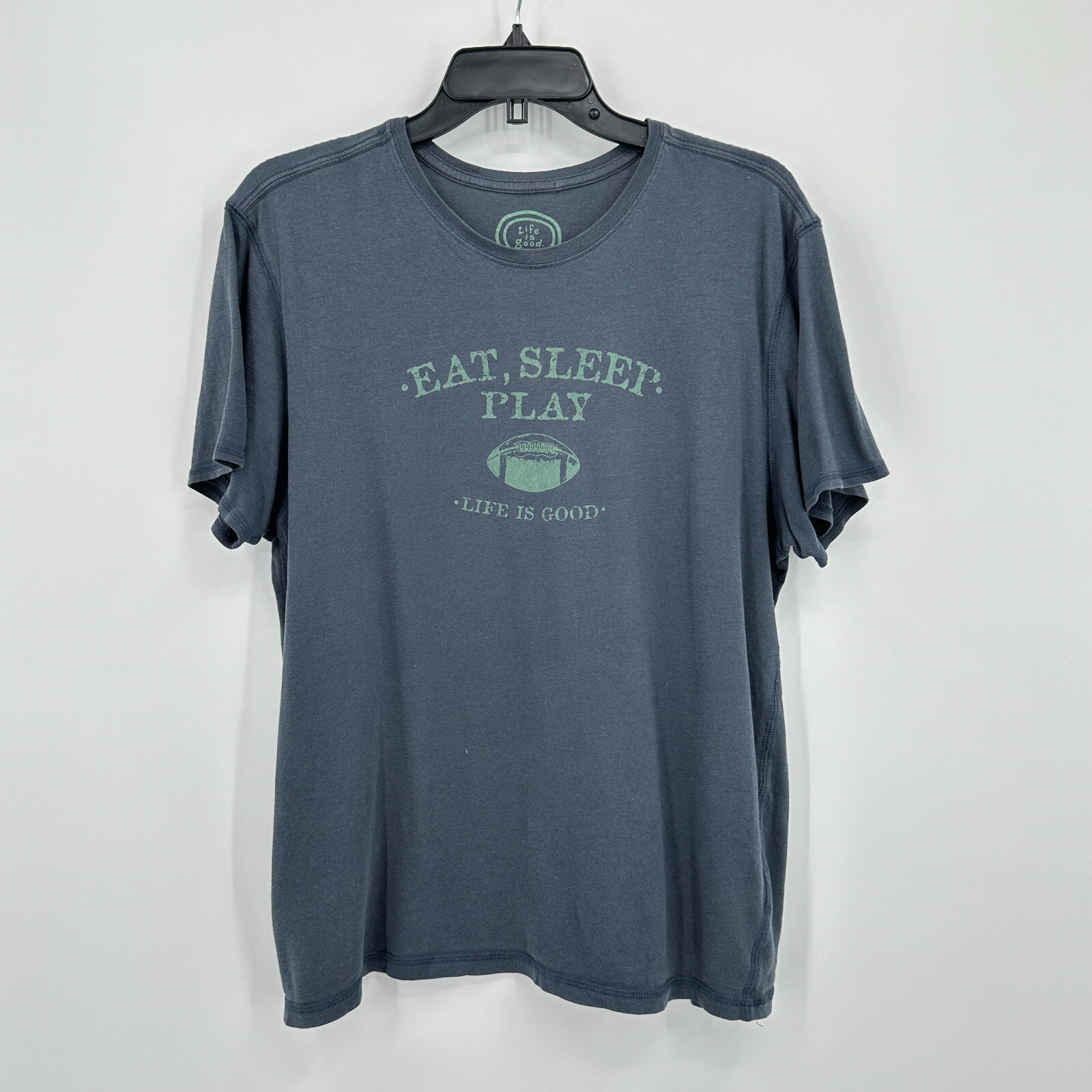 Life Is Good shirt Mens Medium Gray Eat Sleep Play Semi Fitted Lounge Top