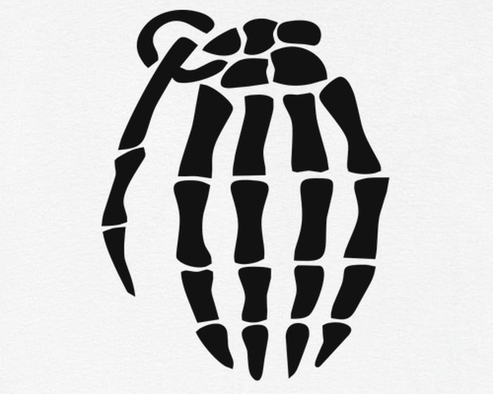 Skeleton Hand Grenade Bone Illusion Graphic T-Shirt