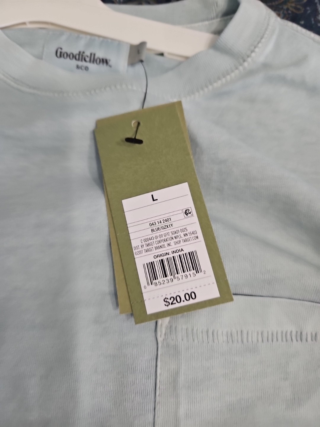 Goodfellow & Co Long Sleeve T-Shirt Pocket Light Blue Men’s Large Cotton NWT $20