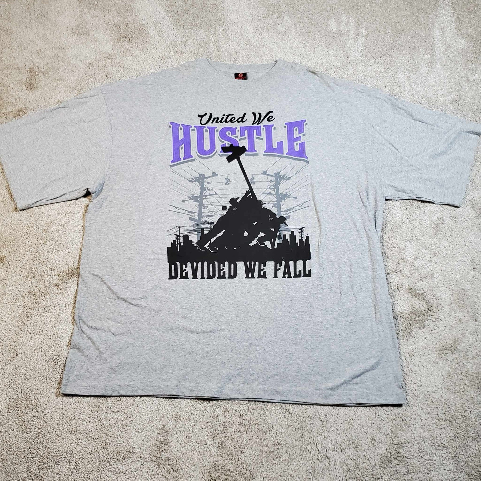6XL Mens T Shirt Y2K Street Wear ‘United We Hustle’ Tee Hip Hop Iced Out Brand