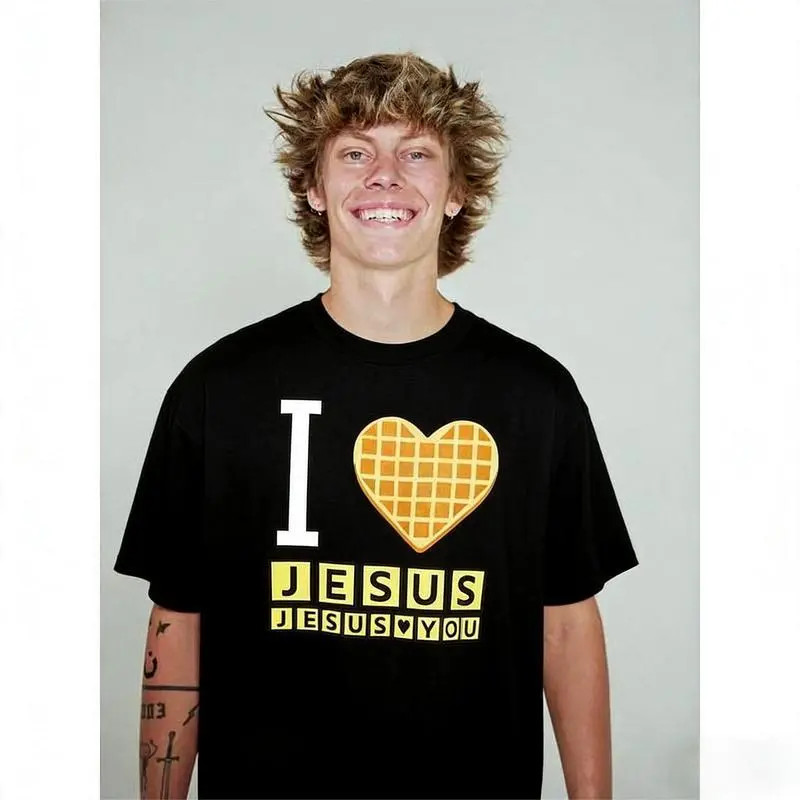 I Love Jesus Jesus Love You Waffle Shirt, ChristianGraphic Tee